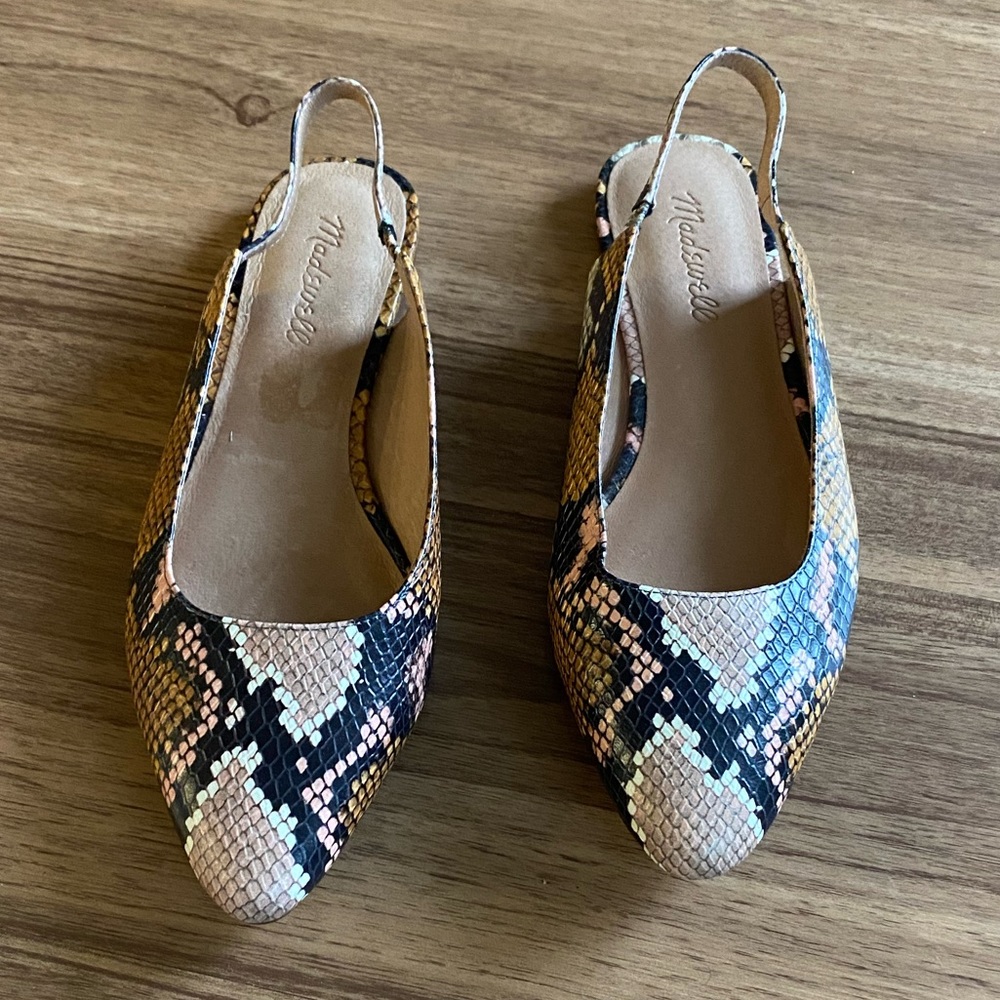 Madewell Margo Snakeskin Slingback Mule Flats